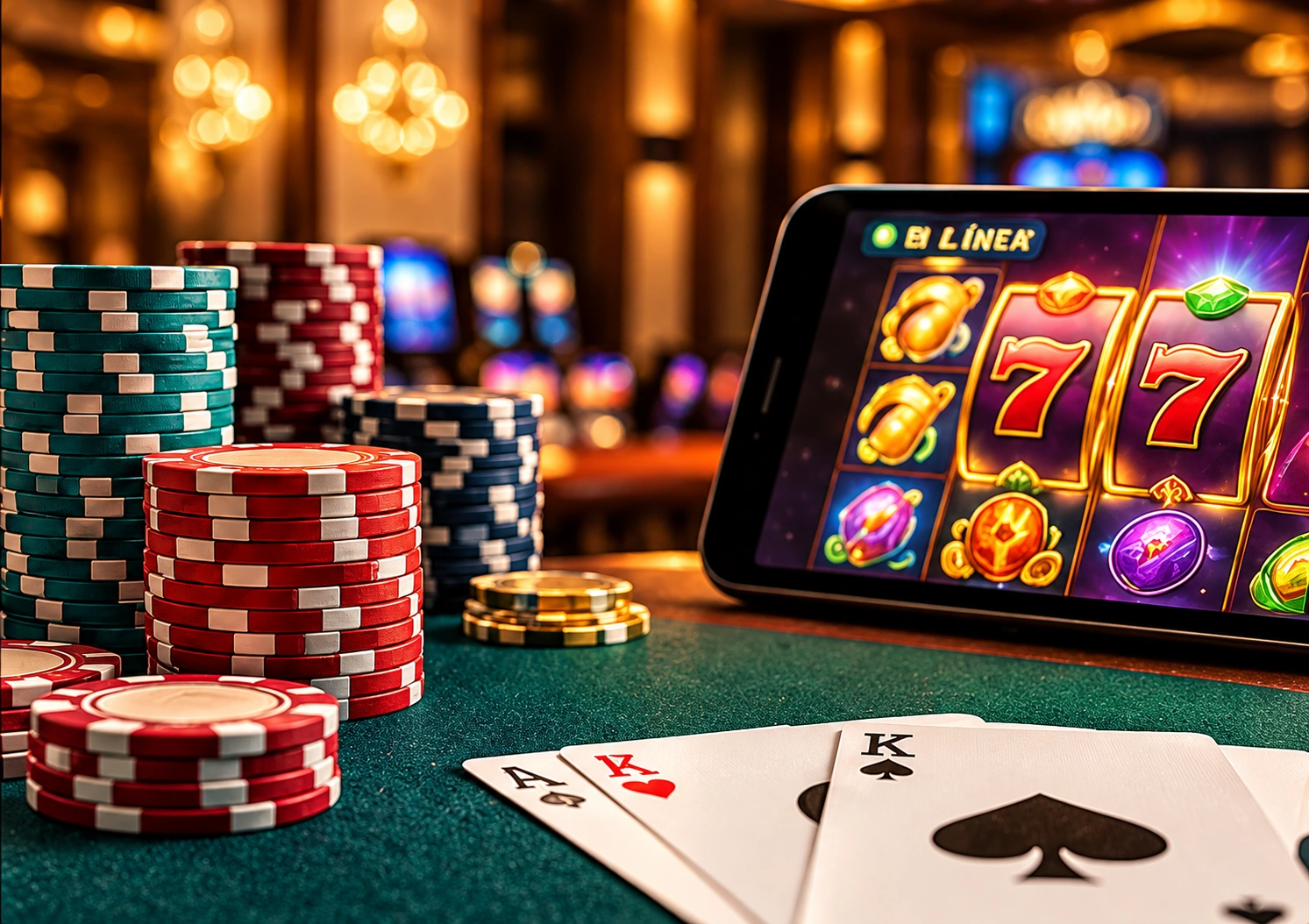 Juego de tragamonedas digital con fichas de casino