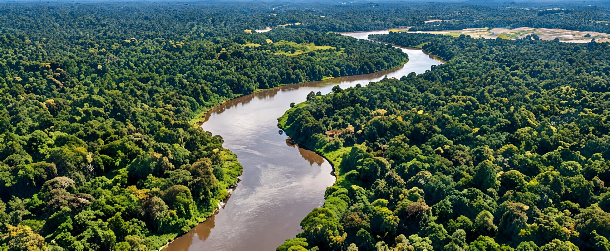 Bosque amaz&oacute;nico peruano atravesado por un r&iacute;o