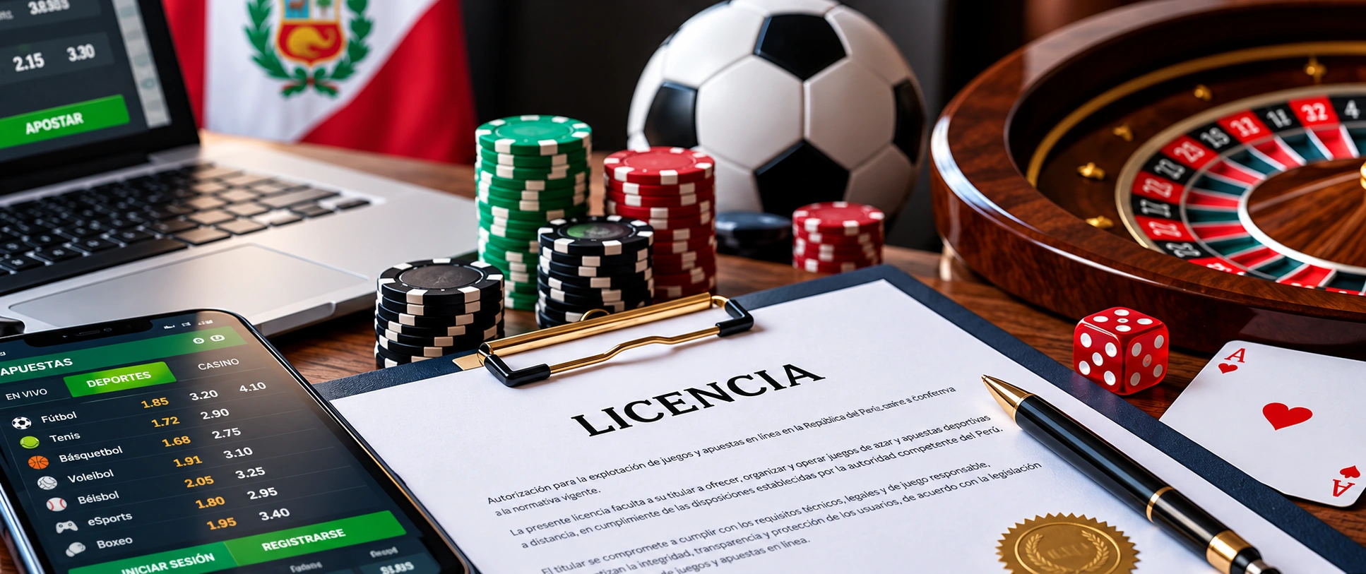 Documentación de autorización junto a elementos de apuestas digitales