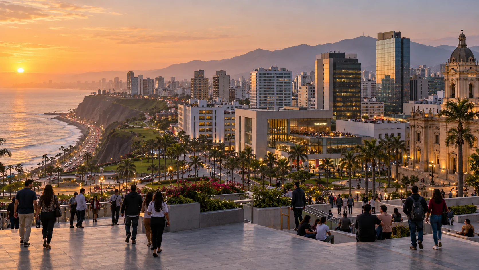 Vista panorámica de Lima y su actividad urbana