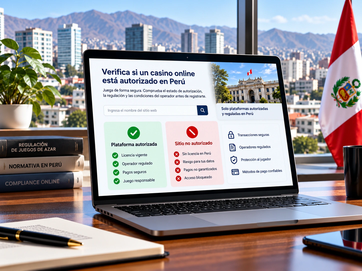 Pantalla de verificaci&oacute;n de plataforma autorizada en Per&uacute;.