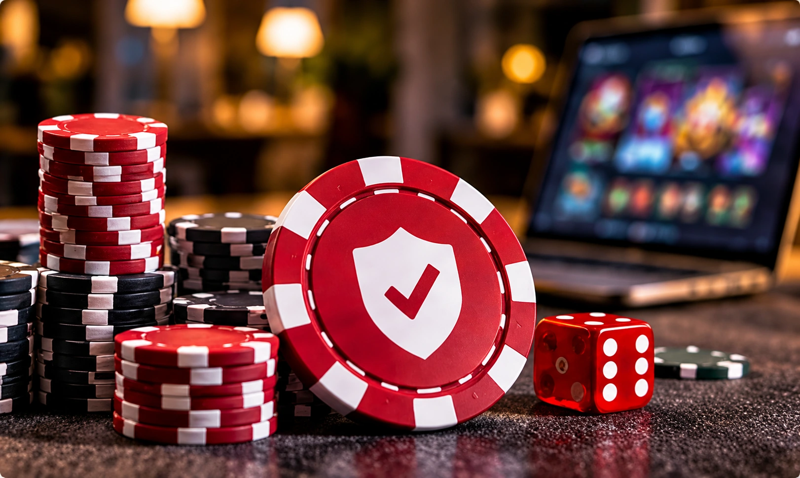 Pantalla de casino en línea en un entorno de baja iluminación