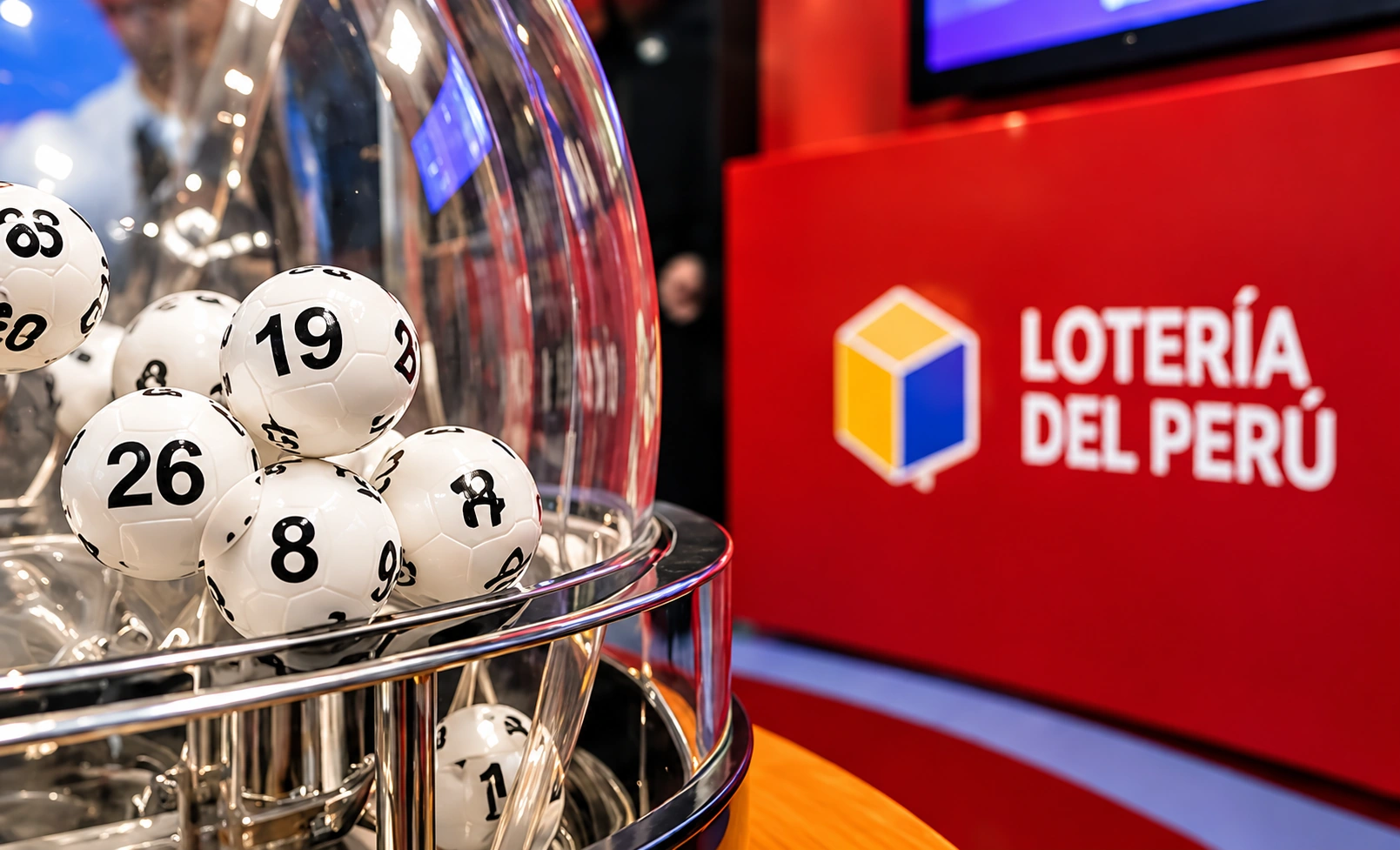 Equipo f&iacute;sico de sorteo con bolas numeradas, imagen ilustrativa